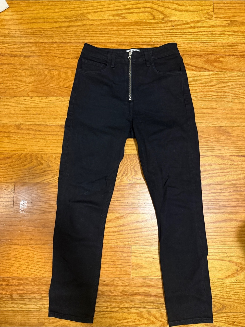 Agolde Black Skinny Women’s Jeans with Front Zip